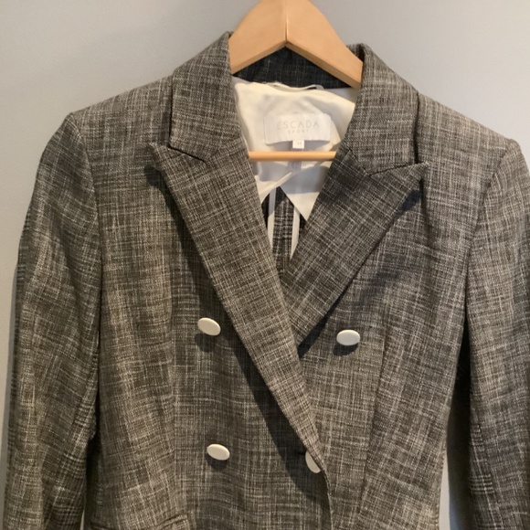Escada blazer plaid, black & ivory, size 34 - Picture 2 of 15